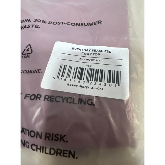 Gymshark Everyday Seamless Gym Crop Top Burgundy Brown Size XL NWT - Picture 7 of 7